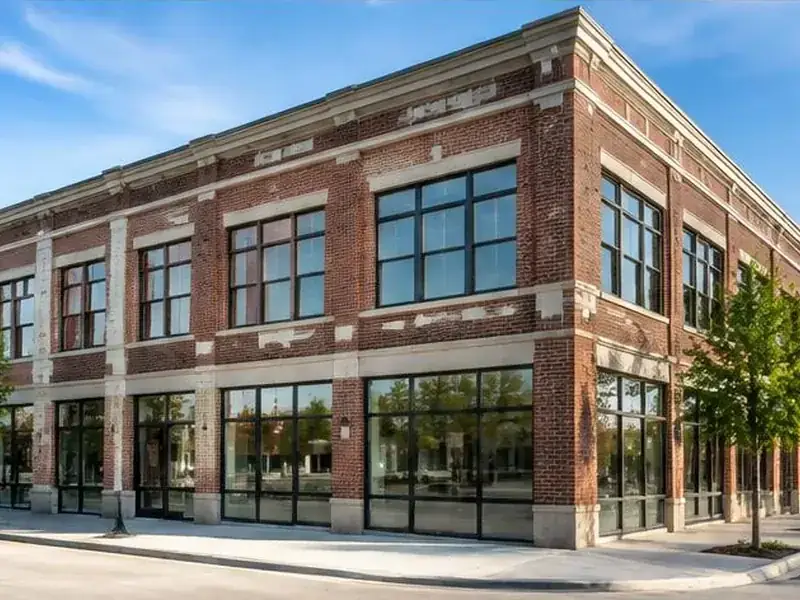 Clean brick commercial building wall in Barrington, IL