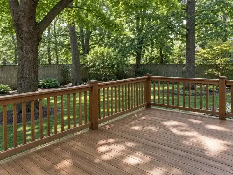 Clean wood deck in a shaded backyard in Lake Zurich, IL
