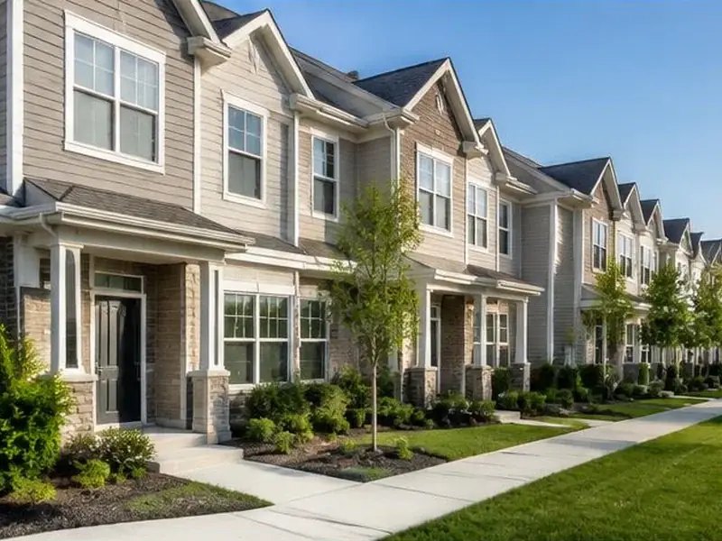 Clean townhome row and walkway in an HOA community in Barrington, IL