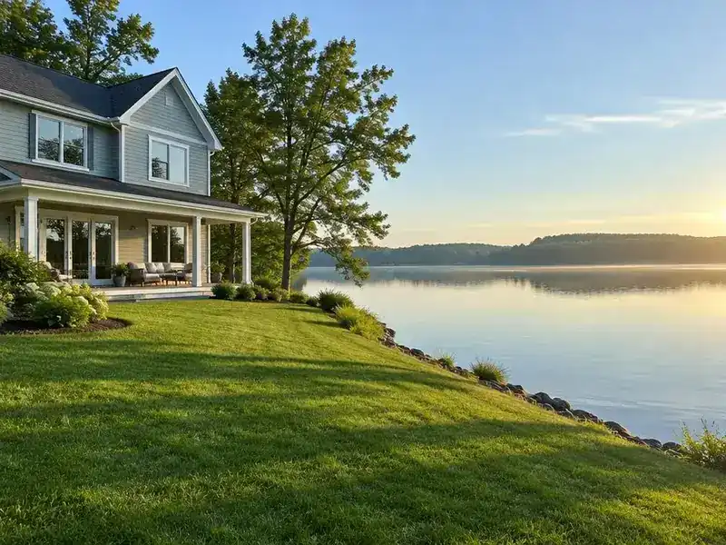 Lakefront home with clean siding in Lake Zurich, IL