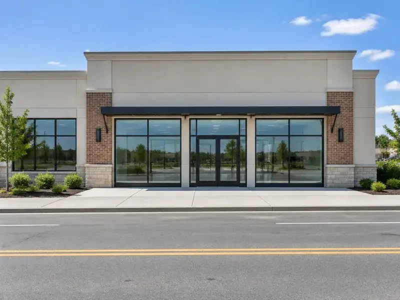 Clean storefront and sidewalk on a main road in Lake Zurich, IL