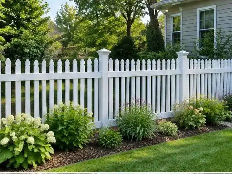 Clean white vinyl fence in Barrington, IL