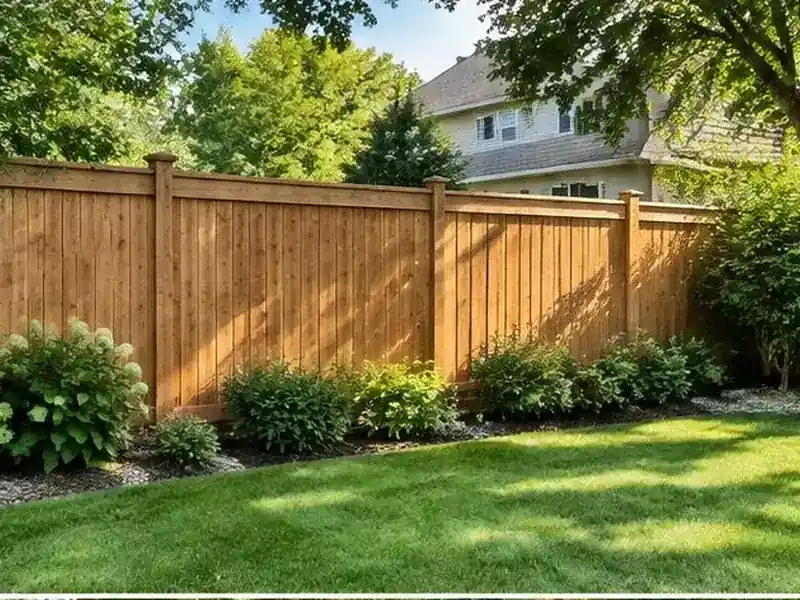 Clean wood privacy fence in a backyard in Barrington, IL
