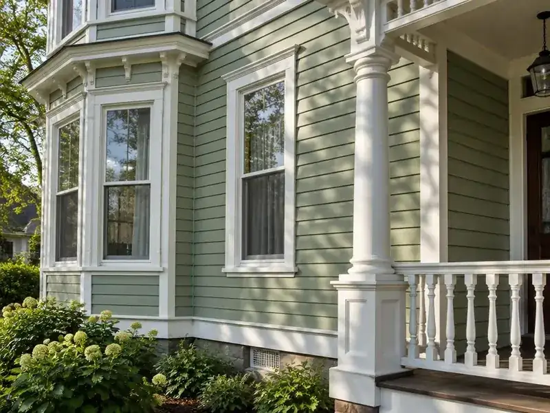 Painted wood clapboard siding and trim on a home in Barrington, IL